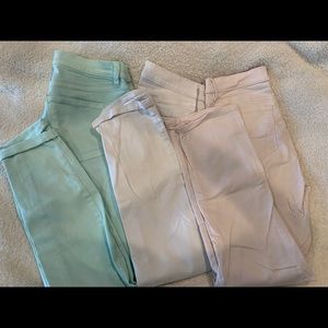 3 pairs Loft jeans - pink, white, mint